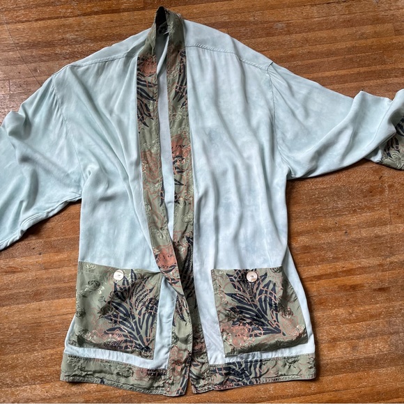 Vintage Kupu Kupu Handmade Kimono Style Cardigan Boho Open Front Longline Topper - Picture 14 of 16